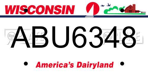ABU6348 Wisconsin License Plate