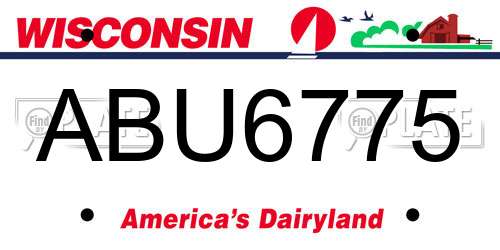 ABU6775 Wisconsin License Plate