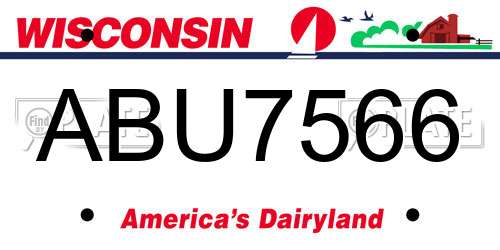 ABU7566 Wisconsin License Plate