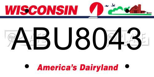 ABU8043 Wisconsin License Plate