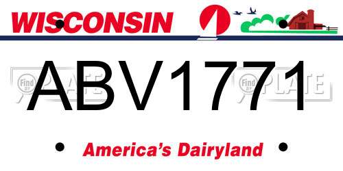 ABV1771 Wisconsin License Plate
