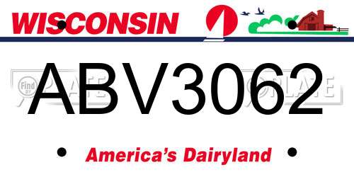ABV3062 Wisconsin License Plate