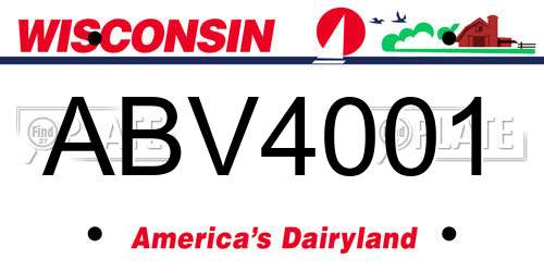 ABV4001 Wisconsin License Plate