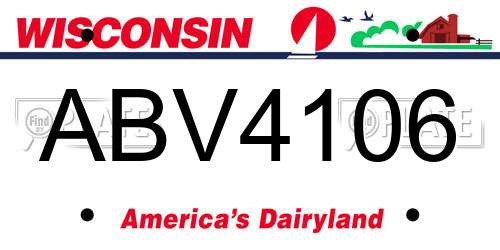 ABV4106 Wisconsin License Plate