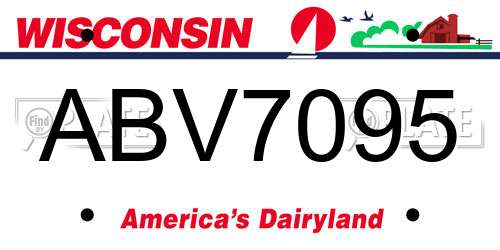 ABV7095 Wisconsin License Plate