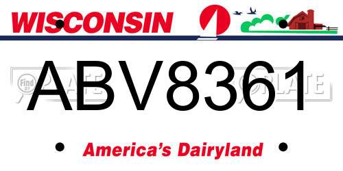 ABV8361 Wisconsin License Plate