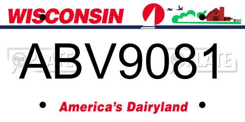 ABV9081 Wisconsin License Plate