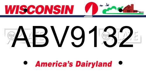 ABV9132 Wisconsin License Plate