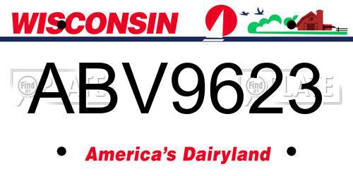 ABV9623 Wisconsin License Plate