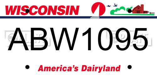 ABW1095 Wisconsin License Plate