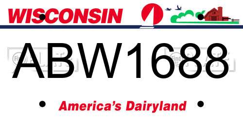 ABW1688 Wisconsin License Plate