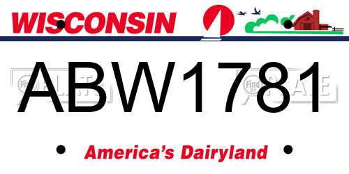 ABW1781 Wisconsin License Plate