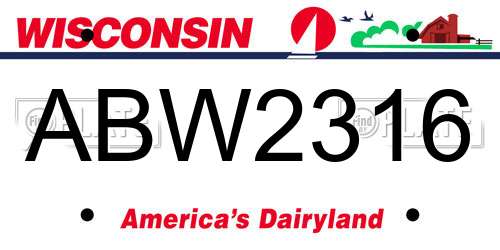 ABW2316 Wisconsin License Plate