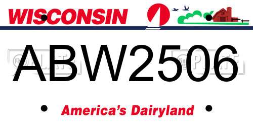 ABW2506 Wisconsin License Plate