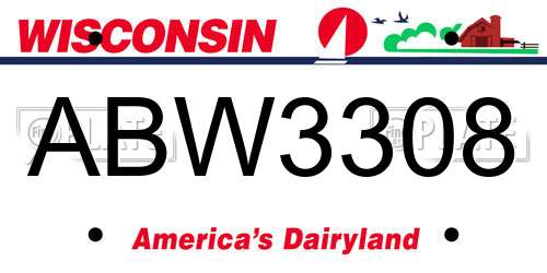 ABW3308 Wisconsin License Plate