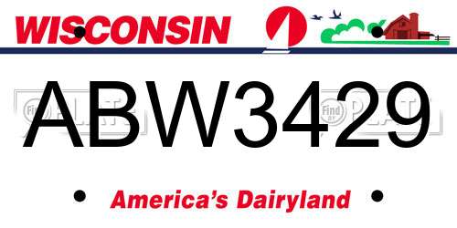 ABW3429 Wisconsin License Plate