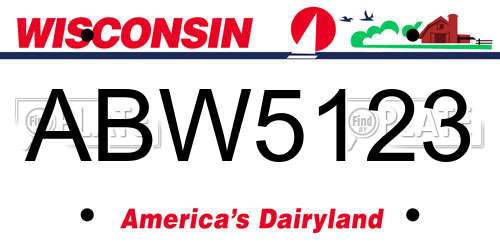 ABW5123 Wisconsin License Plate