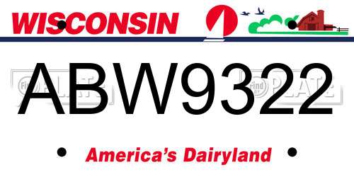 ABW9322 Wisconsin License Plate