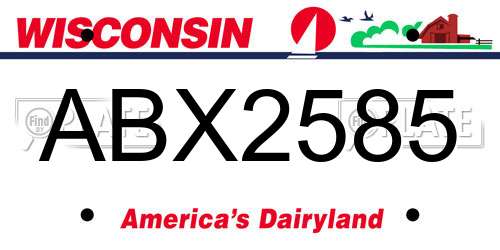 ABX2585 Wisconsin License Plate