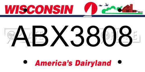 ABX3808 Wisconsin License Plate