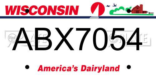 ABX7054 Wisconsin License Plate