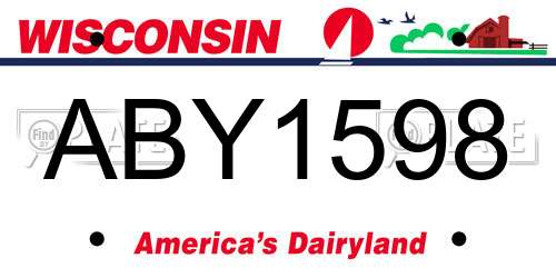 ABY1598 Wisconsin License Plate