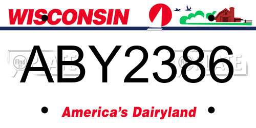 ABY2386 Wisconsin License Plate