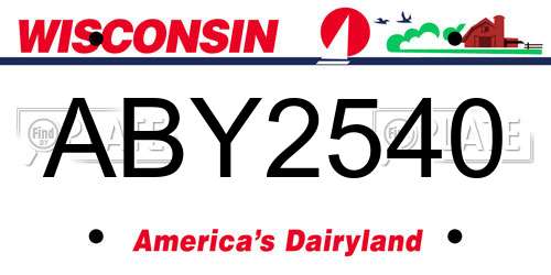 ABY2540 Wisconsin License Plate