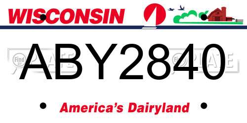 ABY2840 Wisconsin License Plate