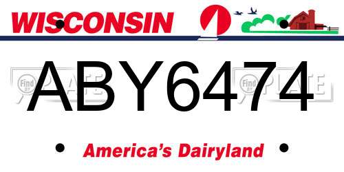 ABY6474 Wisconsin License Plate