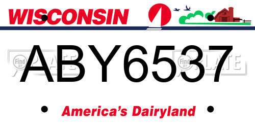 ABY6537 Wisconsin License Plate