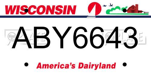 ABY6643 Wisconsin License Plate