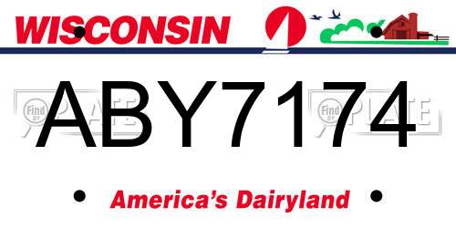 ABY7174 Wisconsin License Plate