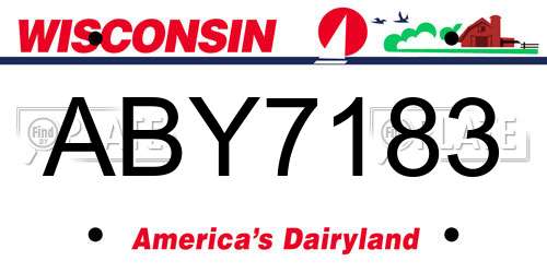 ABY7183 Wisconsin License Plate