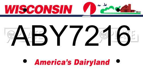 ABY7216 Wisconsin License Plate