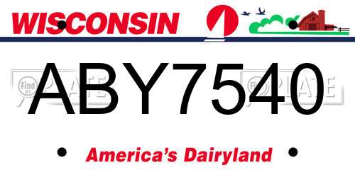 ABY7540 Wisconsin License Plate
