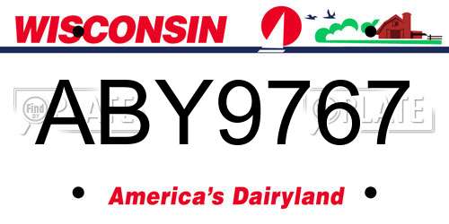 ABY9767 Wisconsin License Plate