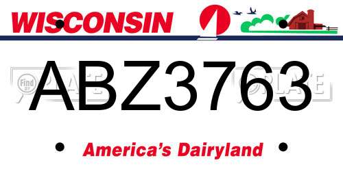 ABZ3763 Wisconsin License Plate