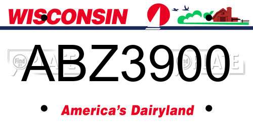 ABZ3900 Wisconsin License Plate