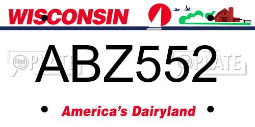 ABZ552 Wisconsin License Plate