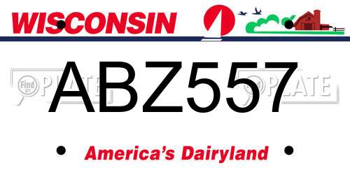 ABZ557 Wisconsin License Plate