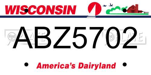 ABZ5702 Wisconsin License Plate