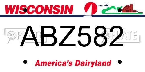 ABZ582 Wisconsin License Plate
