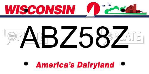 ABZ58Z Wisconsin License Plate