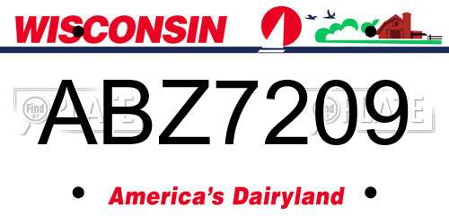 ABZ7209 Wisconsin License Plate