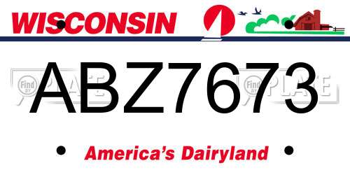 ABZ7673 Wisconsin License Plate