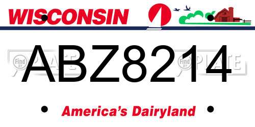 ABZ8214 Wisconsin License Plate