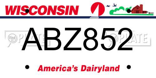 ABZ852 Wisconsin License Plate