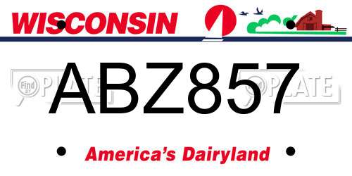ABZ857 Wisconsin License Plate