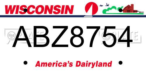 ABZ8754 Wisconsin License Plate
